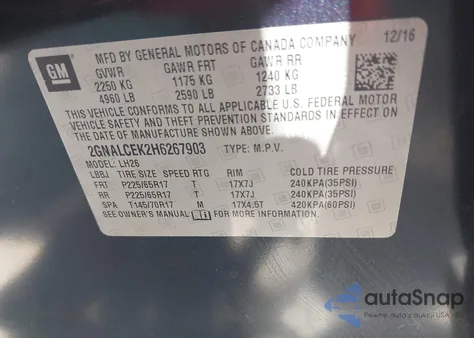 2017 Chevrolet Equinox Lt from USA, damaged, VIN 2GNALCEK2H6267903